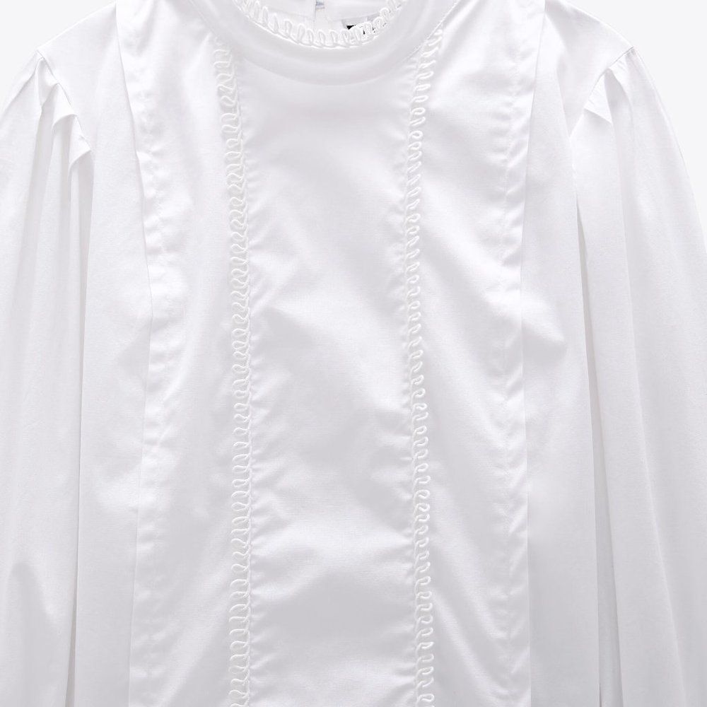 ZARA WAVY POPLIN TOP NEW - Picture 2 of 4